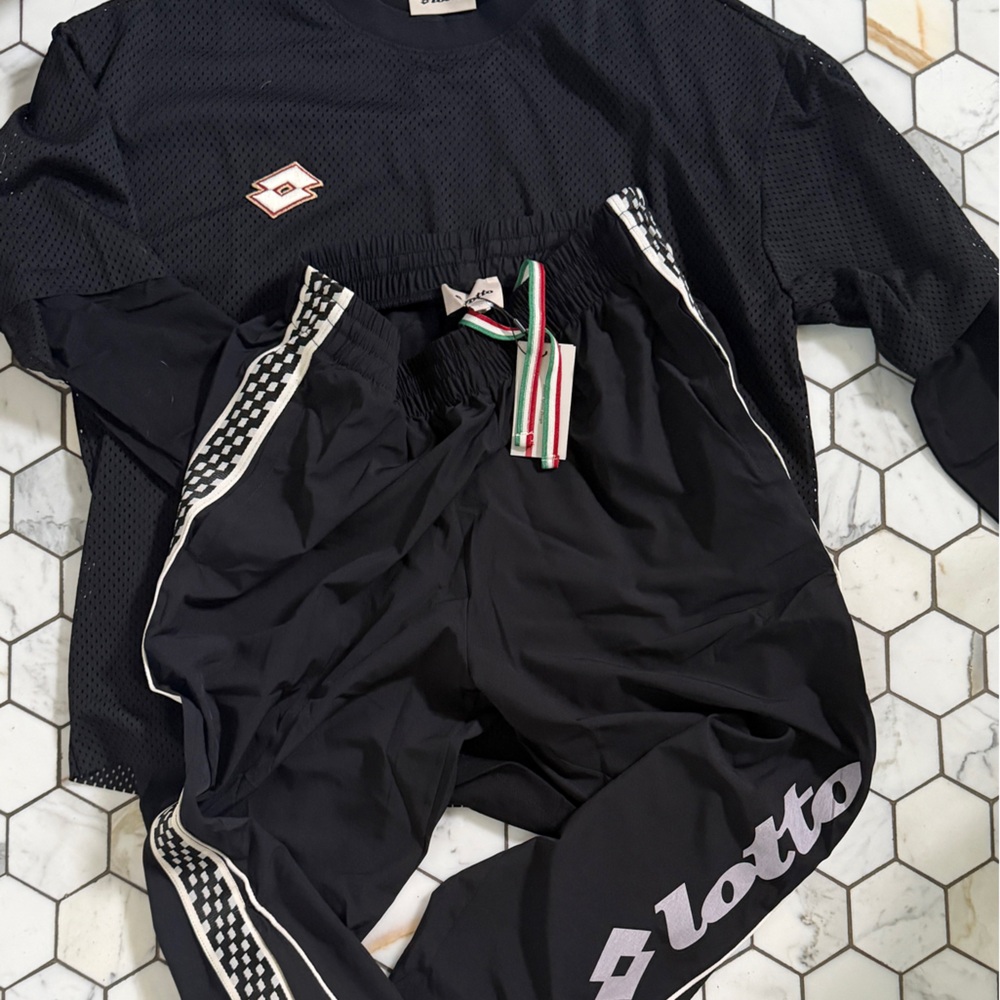 LOTTO 1939 Football Pant + Uniforme Long sleeve Tee Set NWT Black